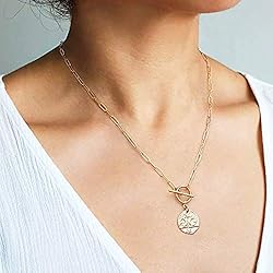 BONJOULRY Star Moon Coin Charm Toggle Necklace for