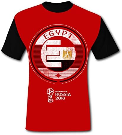 Yind1tt 2018 Football World Cup Egypt Team Circle T Shirt Fan Flag T-Shirts Tshirt Short Sleeve Tee for Men XL