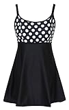 DANIFY Women's One Piece Polka Dot Swimdress Cover Up Swimsuit Plus Size Modest Swimwear Polka Dot IT54/US20
