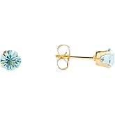 STUDEX Sensitive Aquamarine Stud Earrings 5mm | Hypoallergenic and Nickel Safe for Sensitive Ears | Gold Plated Posts | High Fashion Earrings for Women and Men-PR-783-S