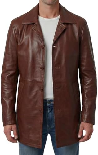 mens leather coat - dean winchester jacket - leather car coat men