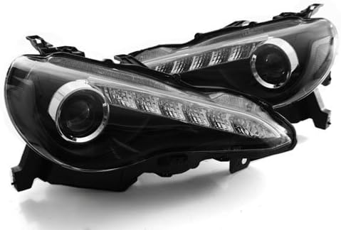 2013+ Scion FR-S JDM Style LED DRL Bi-Halogen Projector Headlights - Black (2013 2014)