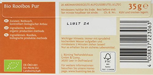 Bünting Tee Rooibos Pur 3er Pack â Bio Rooibostee â 3 x 20 Teebeutel – Bild 4