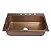 Sinkology SK101-33AC-4 Angelico 4-Hole Drop-in 33-in Single Bowl Copper Kitchen Sink
