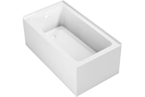 Kingston Brass VTAP5430L22TS Aqua Eden 54-Inch Acrylic Alcove Tub with Left Hand Drain, White