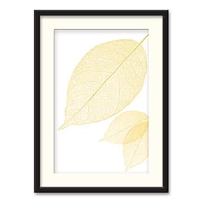 Black Paper Framed Canvas Wall Art for Living Room, Bedroom Simple Beautiful Leaves Canvas Prints for Home Decoration Ready to Hanging - 23x31 inches