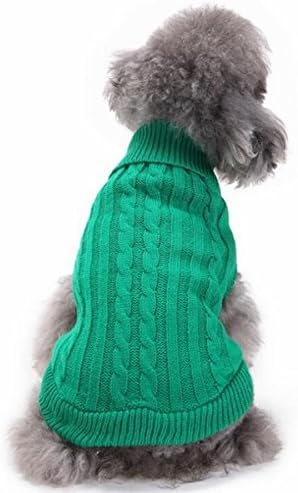 Sisha Pet Dog Clothes Winter Warm Thickening Sweater for Pomeranian, Bichon Frise, Poodle and Other Small Dogs Green XS