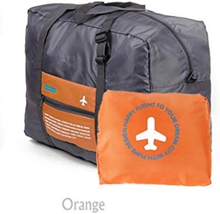 Foldable Lightweight Duffle Bag Waterproof Travel Storage Luggage Tote Bag for Women and Men (orange)