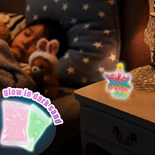 3 otters 36PCS Sand Art Kit, Glitter Sand Kit Kids Sand Toys Rainbow Sand Glow in Dark with Sequins Bottles for DIY Crafts Supplies, Arts and Crafts for Kids 4-6