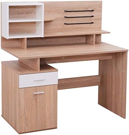 Computer Desk Home Office Furniture Workstation Cupboard Drawer Organize Storage Shelves Laptop Notebook PC Table Study Writing Reading Oak White