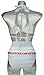 COCOSHIP Slategray & White Striped Mesh High Waist Bikini Set Red Tassel Trim Top Halter Straps Swimsuit Bathing Suit 12(FBA)