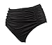 COCOSHIP Women's Black High Waisted Bikini Bottom Side Ruching Bikini Swim Brief(FBA)