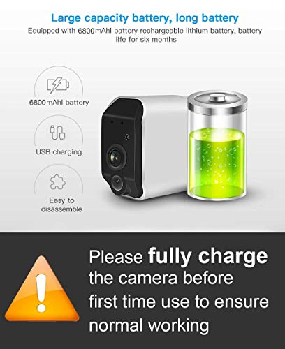 CTVISON Wireless Battery Powered Security Camera Home Surveillance IP Camera Rechargeable High Capacity 6800mAh with Night Vision & PIR Alarm for Elder Baby Pet Dog - Thumbnail 2
