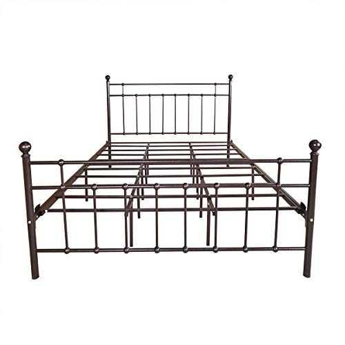 Metal Bed Frame Queen Size Platform with Vintage Headboard and