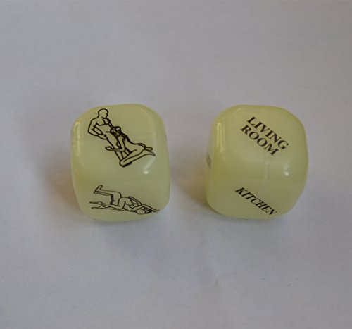 1 Pair Glow in the Dark Love Dice Sexy Erotic Games Weird Gift for lovers, couples and friends (B)