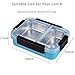 Bento Box 2 Compartments Stainless Steel Lunch Box for Adults and Kids, Portion Control Lunch Containers Leakproof, BPA Free - Blue
