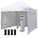 Eurmax 10'x10' Ez Pop Tent Commercial Instant Canopies with 4 Removable Zipper End Side Walls and Roller Bag Bonus 4 SandBags Weight, 1-White primary
