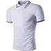 Cottory Men's Fashion Stripe Collar Pure Color Short Sleeve Polo T Shirt
