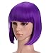 Bopocoko Short Purple Wigs for Women, 12'' Purple Bob Hair Wig with Bangs, Natural Fashion Synthetic Full Wig, Cute Colored Wigs for Mardi Gras Daily Party Cosplay Halloween BU027PR