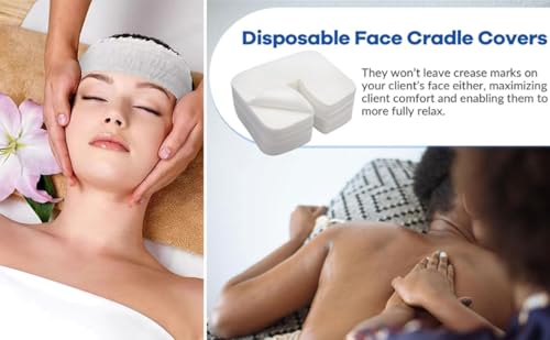 Odluzy Disposable Face Cradle Covers, Cotton Soft Non-Sticking Massage Face/Headrest Covers for Massage Tables/Chairs Beauty Spa Salon Bed, 14.6 x 10.6 inch (White, 100pcs)