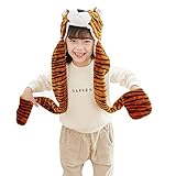 PULAMA Varied Animal Hats Gloves Scarf 3 In 1 Set -Costume Hood Toy (BrownTiger)