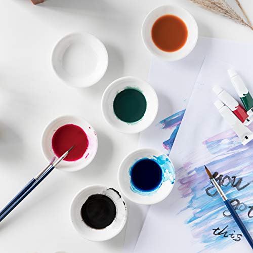 Ceramic Paint Palette Tray - 8.65x8.65 Inch Porcelain Mixing Plate For Artists