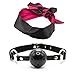 Open Breathable Leather Paly Ball Mouth Ball with Satin Blindfold Eye Mask Black