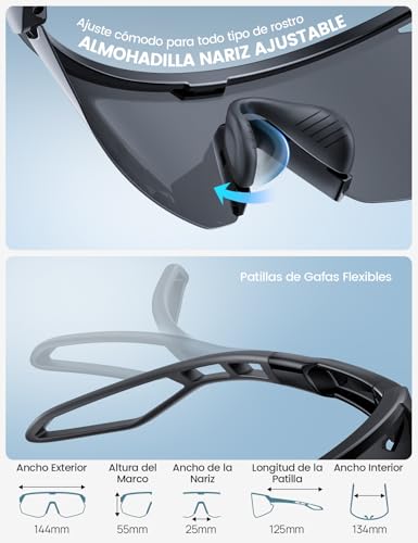 Lamicall Polarizados Lentes para Correr Hombre Mujer - [24g Ultraligero] UV400 Protección, TR90 Marco, Almohadilla Nasal Ajustable, Gafas de Sol Lentes para Deportivos, Ciclismo