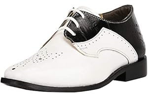 LIBERTYZENO Boys Plain & EEL Print Genuine Leather Kids & Toddlers Lace Up Oxford Dress Shoes for Prom Graduation