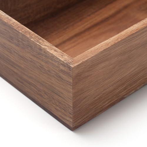 Rectangular Acacia Wood Napkin Holder, Wooden Napkin Tray, Napkin Holder for Kitchen, Bathroom (24 x 14 x 6.5 cm)