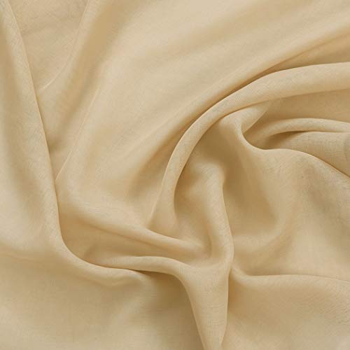 Sheer Curtains Taupe 95 Inches Long, Window Treatments Rod Pocket Drapes for Living Room, Bedroom, Semi Crinkle Voile Curtain Panels for Yard, Patio, Villa, Parlor, Set of 2, 52"x95", by Mystic Home. - Thumbnail 2