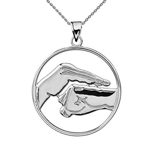 Fine Sterling Silver Bao Quan Kung Fu Hand Gesture Pendant Necklace, 18"