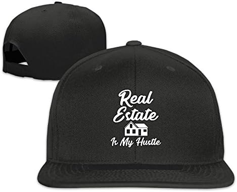 Real Estate Is My Hustle Funny Realtor Gift Plain Adjustable Snapback Hats Caps Flat Bill Visor Classic Flat Brim Baseball Hat