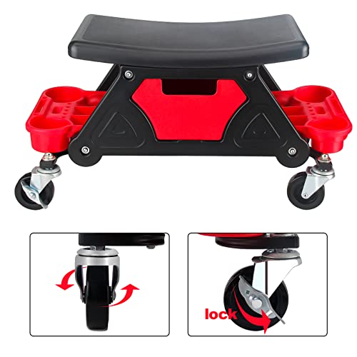 VCZY Mechanics Stool, 300 lb. Capacity Garage Stool with Wheels, 4in