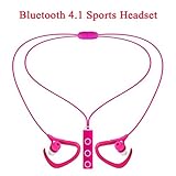 Bluetooth Headphones High-Fidelity Earhook Stereo Sport Sweatproof Noise Cancelling Earbuds with Mic Magnet Attraction for Running or Other Gym Exercise Rose Red