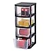 Muscle Rack PDT4 4 Drawer Tower, Black Frame with Clear Drawers