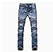 PGXT Men's Runway Stretch Jeans, Washed Acid Light Blue Biker Jeans 32