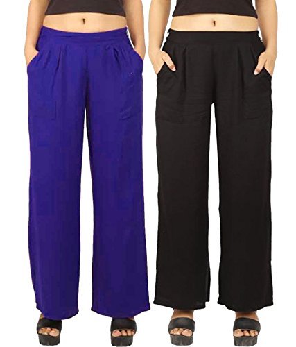 rayon palazzo pant | trouser for women |girls |ladies |trendy|stylish|formal | party | casual |festival wear | regular fit | women's multicolor trousers with 2