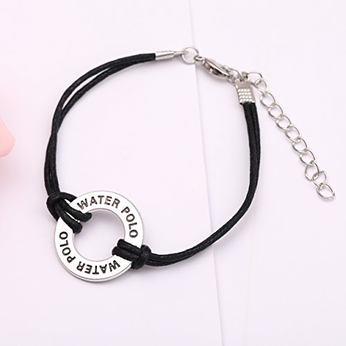 Teamer Adjustable Wax Cord Bracelet Message Water Polo Charm Sports Jewelry for Woman/Man Best Gifts