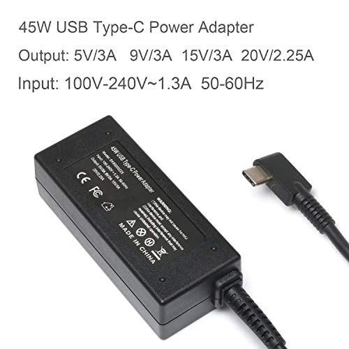 45W USB Type C Charger PD Adapter Power Replacement for HP Spectre x360 13 HP Pavillion X2 TPN-CA01 N8N14AA#ABL; Acer Travelmate B1 Lenovo Yoga 720 910 ThinkPad X1 Yoga5 Pro Power Supply Cord - Thumbnail 5