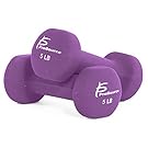 ProSource Set of Two Neoprene Dumbbells, Purple, 5 pounds