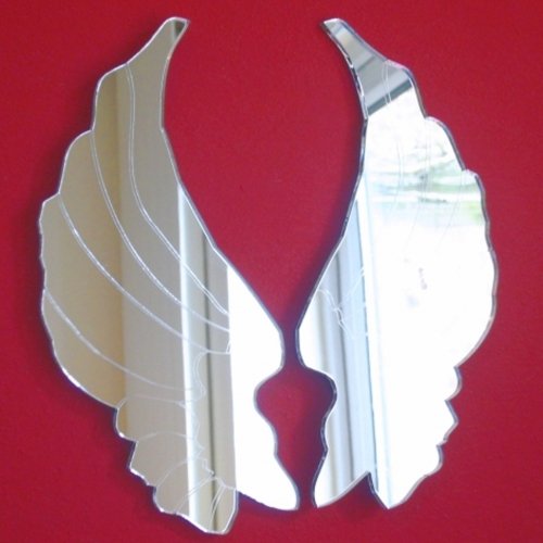 Super Cool Creations Angel Wing Mirrors - Two 50cm x 23cm (pair wall space 50cm x 50cm)