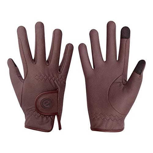eGlove eQUEST GripPro Winter Edition - Thermal lined horse riding gloves - Touchscreen Friendly! (Brown, X-Large)