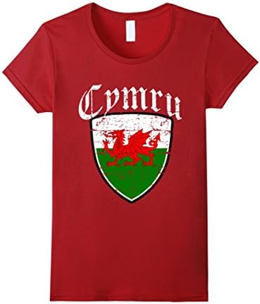 Womens Welsh Flag tshirt Medium Cranberry