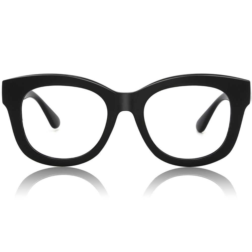 JiSoo Reading Glasses 3.5 Women/Men Designer Oversized Readers, Thick Large Round Ladies Reading Glasses 3.5, Black