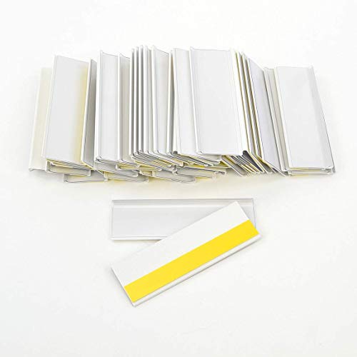 Self-Adhesive Label Holders for Insertion Labels 100 mm Wide / Ticket Holder / Label Holder (62 mm Height, White, Pack of 50)