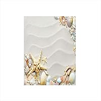 Decorative Privacy Window Film/Seacoast with Sand Colorful Various Seashells Tropics Aquatic Wildlife Theme Decorative/No-Glue Self Static Cling for Home Bedroom Bathroom Kitchen Office Decor Multicol