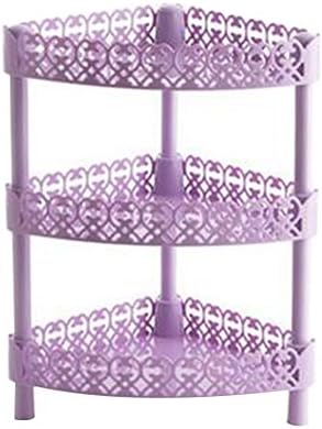 JINBEST Storage Shelves 3 Tier Plastic Bathroom Sink Corner Rack Multilayer Organizer Shelves Kitchen Storage Rack Holder (Purple, B)