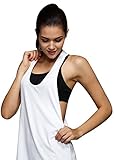 Indrah Women's Performance Fitness Workout Racerback Tank Top, White, M