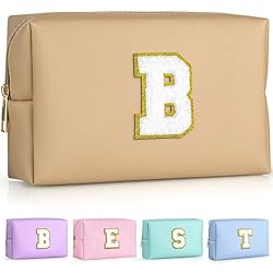 TOPEAST Preppy Patch Makeup Bag, Chenille Letter